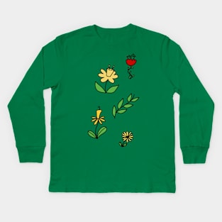 Flowery Sticker Sheet Kids Long Sleeve T-Shirt